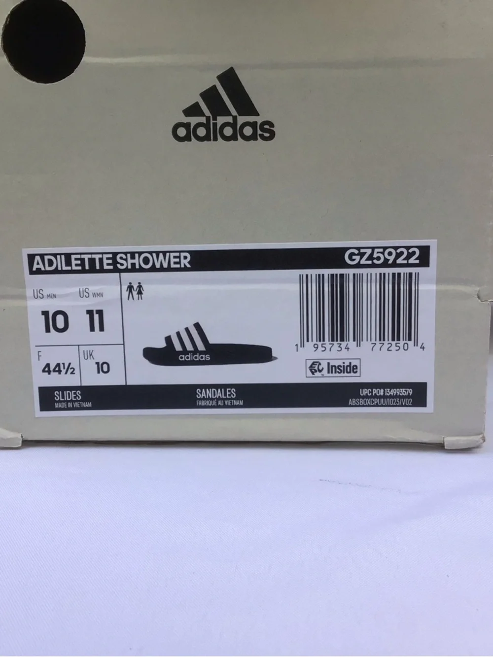Adidas Men’s Striped Slides Size 10, Like New!